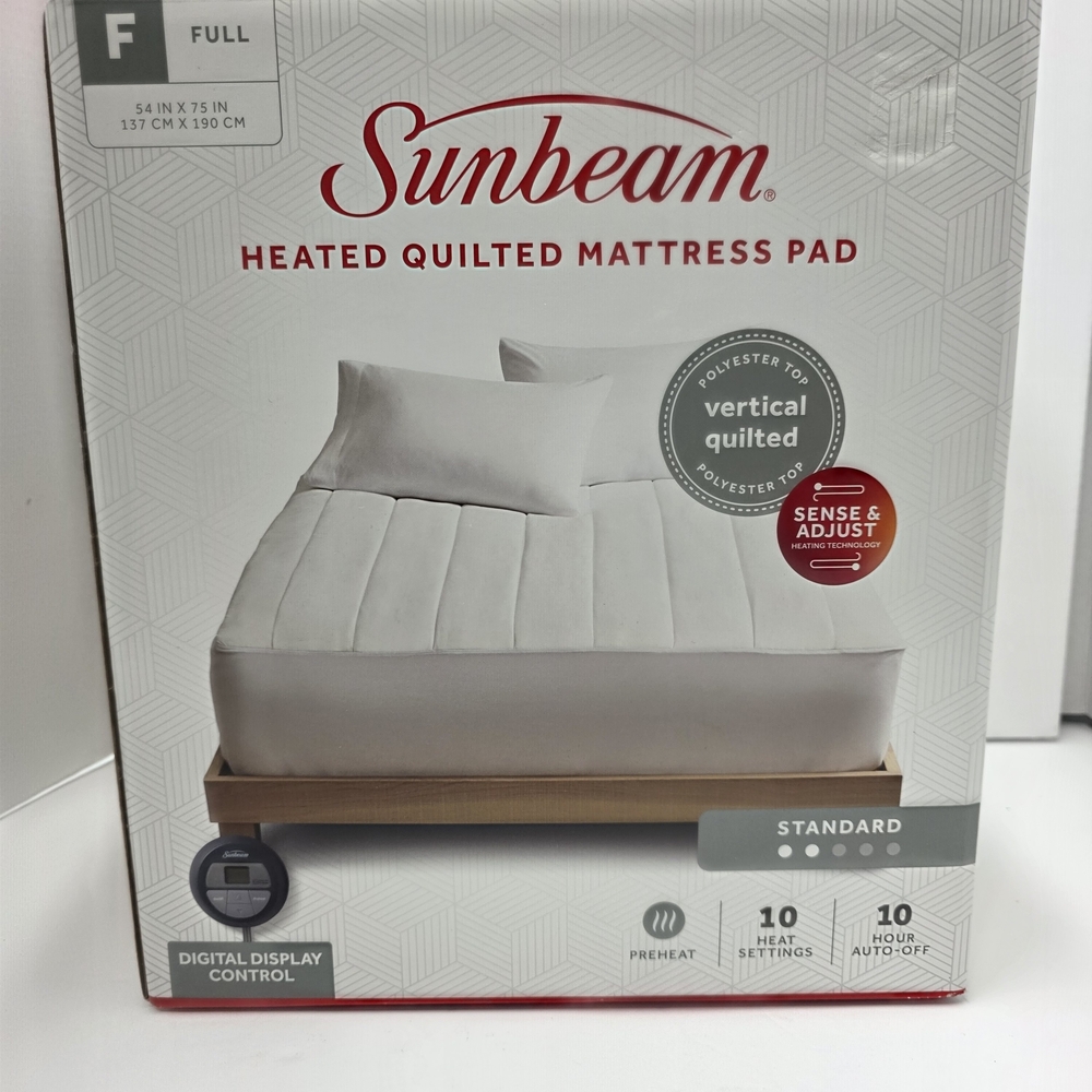 Sunbeam Heated Quilted Mattress Pad in White
